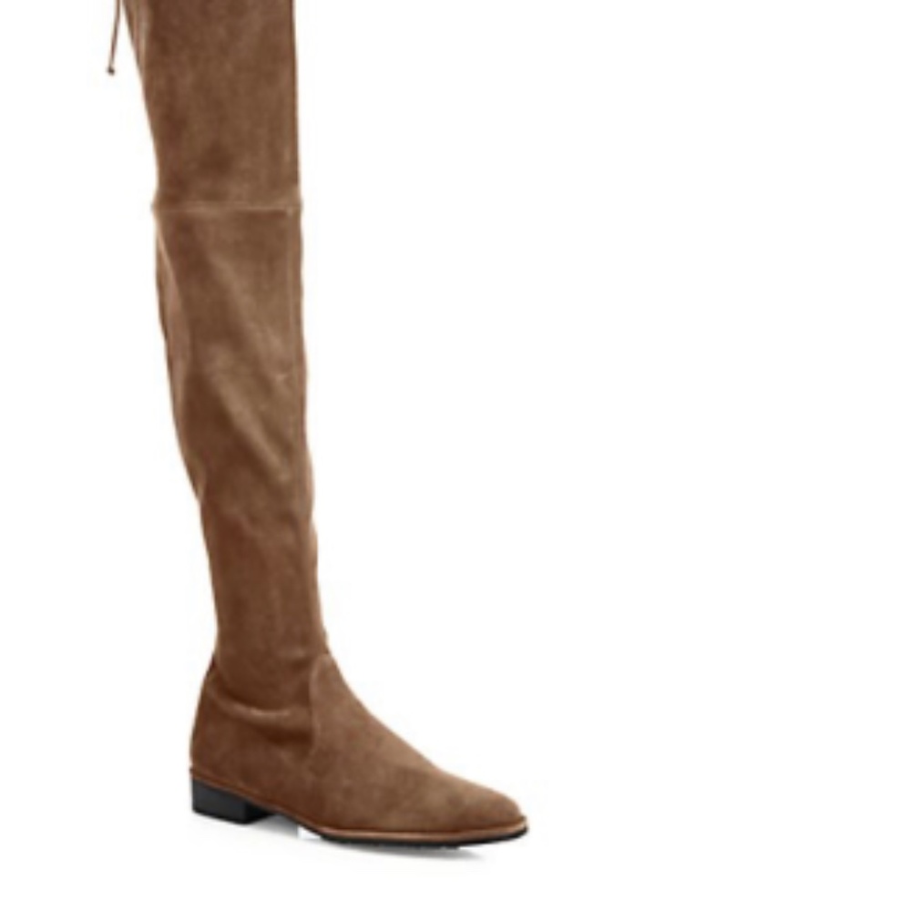 * Stuart Weitzman Lowland Bold Suede Over-The-Knee Boots in Tan/Gold Size 41.5